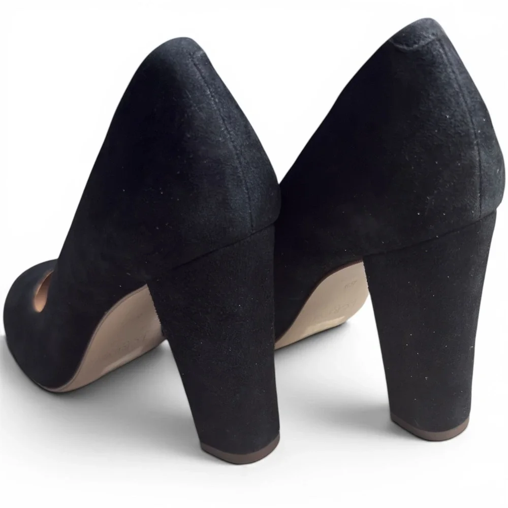J.Crew Block Heel Pumps Black Suede Womens 8.5 Round Toe Classic Office Career